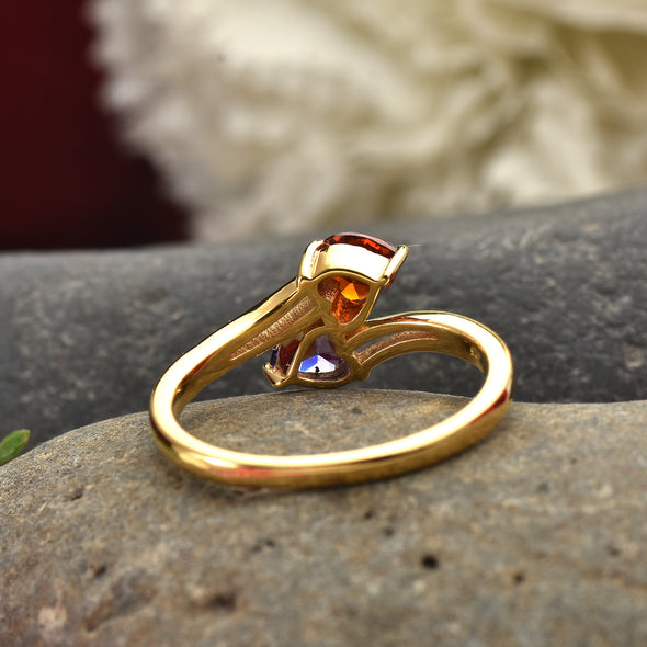 925 Sterling Silver 5MM Heart Shape Amethyst Gemstone Ring