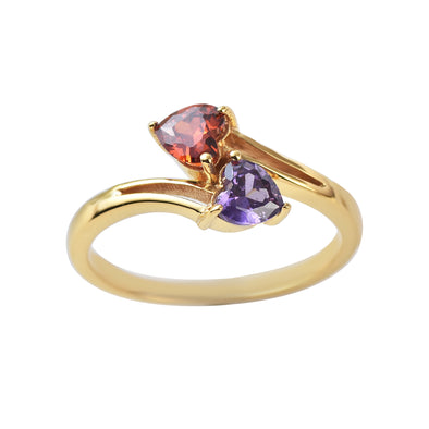 925 Sterling Silver 5MM Heart Shape Amethyst Gemstone Ring