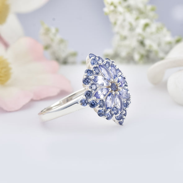 925 Sterling Silver 5x2.50MM Marquise Shape Tanzanite Gemstone Ring