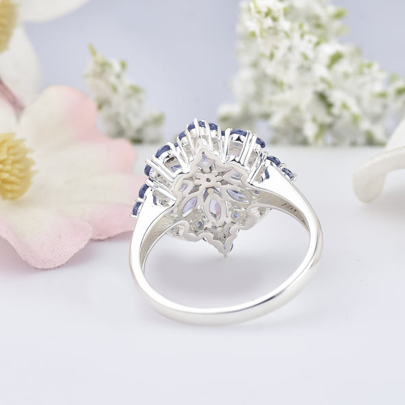 925 Sterling Silver 5x2.50MM Marquise Shape Tanzanite Gemstone Ring