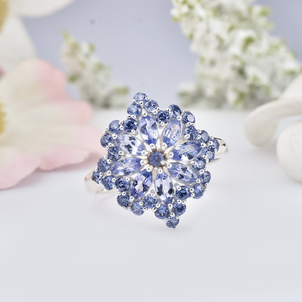 925 Sterling Silver 5x2.50MM Marquise Shape Tanzanite Gemstone Ring
