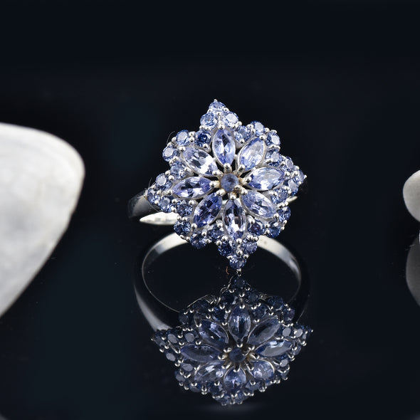925 Sterling Silver 5x2.50MM Marquise Shape Tanzanite Gemstone Ring