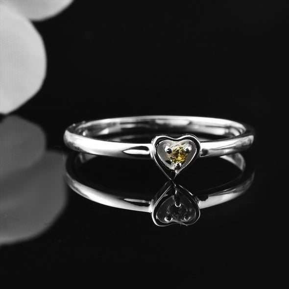 925 Sterling Silver 2MM Round Shape Lemon Quartz Gemstone Ring