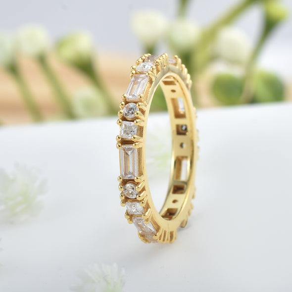 925 Sterling Silver 4x2MM Baguette Cut Shape Topaz Gemstone Ring