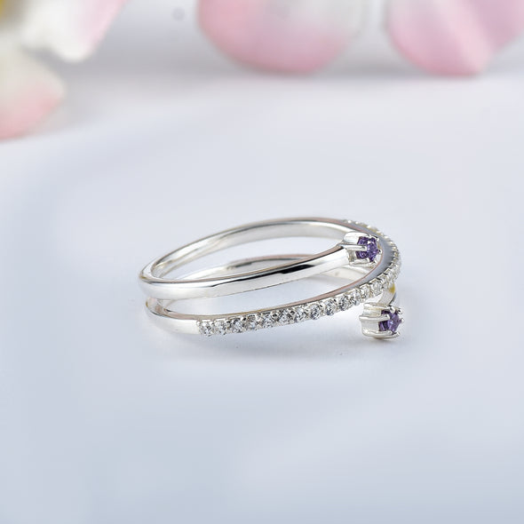 925 Sterling Silver 1MM Round Shape Blue Sapphire Gemstone Ring