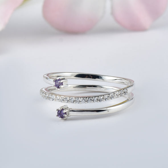 925 Sterling Silver 1MM Round Shape Blue Sapphire Gemstone Ring