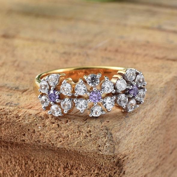 925 Sterling Silver 2MM Round Shape Tanzanite Gemstone Ring