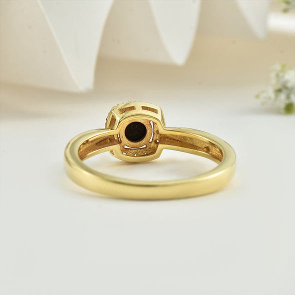 Black Spinel Solitaire Halo Ring – Sterling Sliver