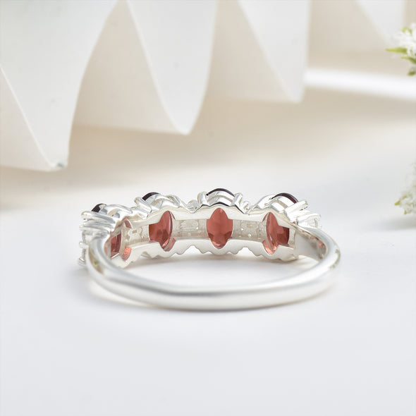 Smoky Quartz Eternity Band Ring– Sterling Silver