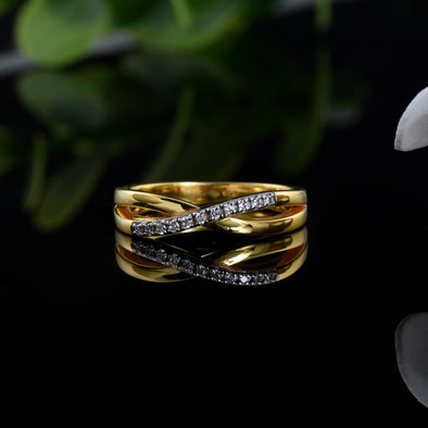 1.20mm Round White Topaz Infinity Twist Ring - 925 Sterling Silver Yellow Plated