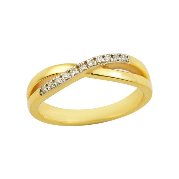 1.20mm Round White Topaz Infinity Twist Ring - 925 Sterling Silver Yellow Plated
