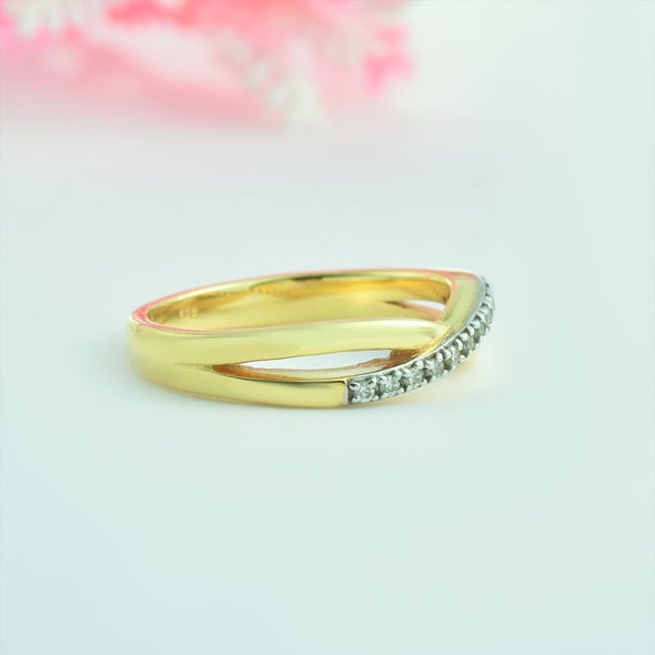 1.20mm Round White Topaz Infinity Twist Ring - 925 Sterling Silver Yellow Plated
