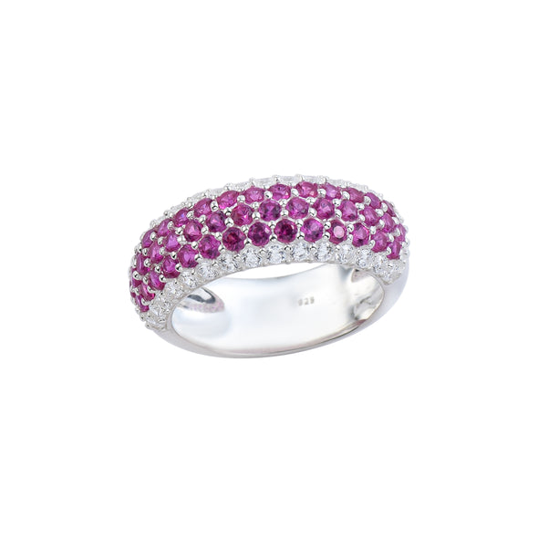 2x2mm Round Pink Topaz Eternity Band Ring - 925 Sterling Silver