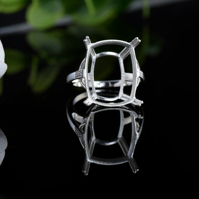 18x14mm Cushion Semi-Mount Ring - 925 Sterling Silver
