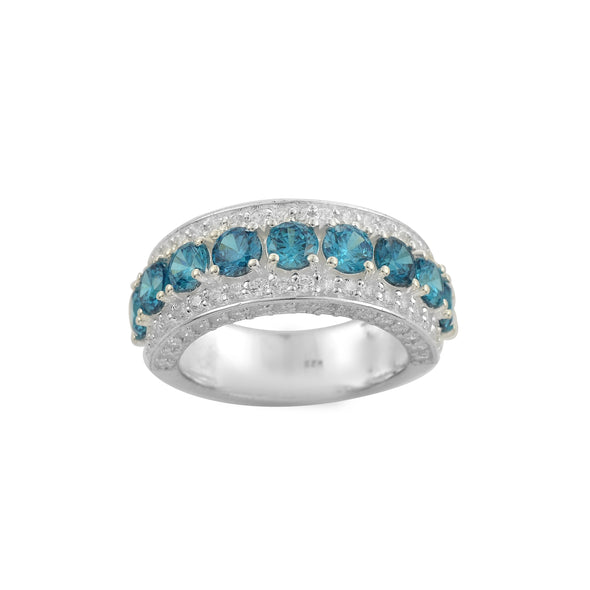4x4mm Round London Blue Topaz Eternity Band Ring – 925 Sterling Silver