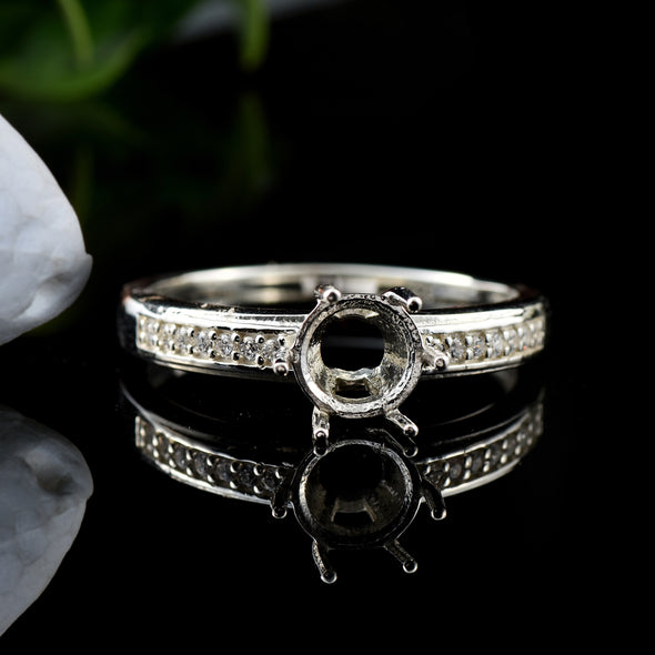 6.50mm Round Semi-Mount Ring - 925 Sterling Silver
