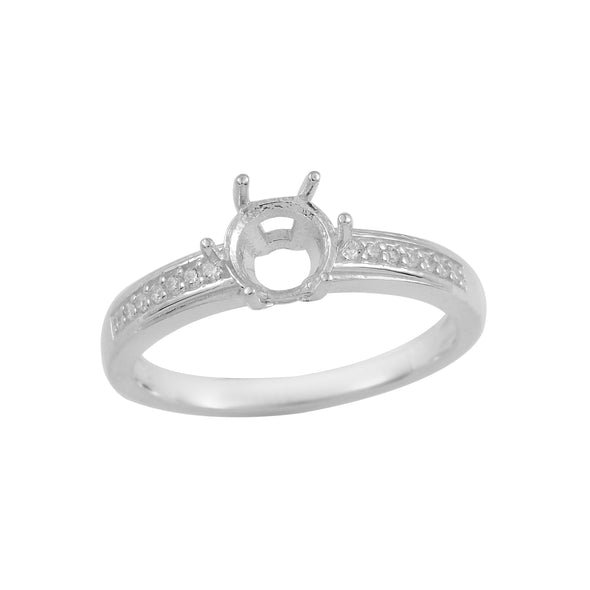 6.50mm Round Semi-Mount Ring - 925 Sterling Silver