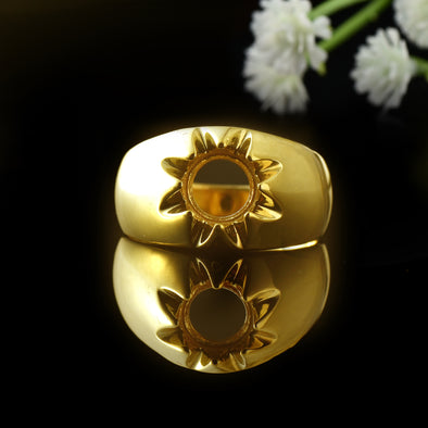 7x7mm Round Setting Semi Mount Ring - 925 Sterling Silver Yellow Plated