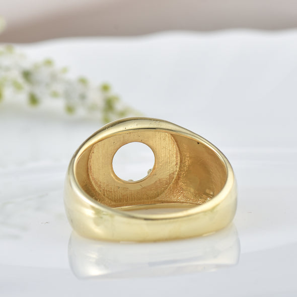 7x7mm Round Setting Semi Mount Ring - 925 Sterling Silver Yellow Plated
