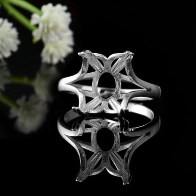 14x10MM Octagon Semi-Mount Ring - 925 Sterling Silver