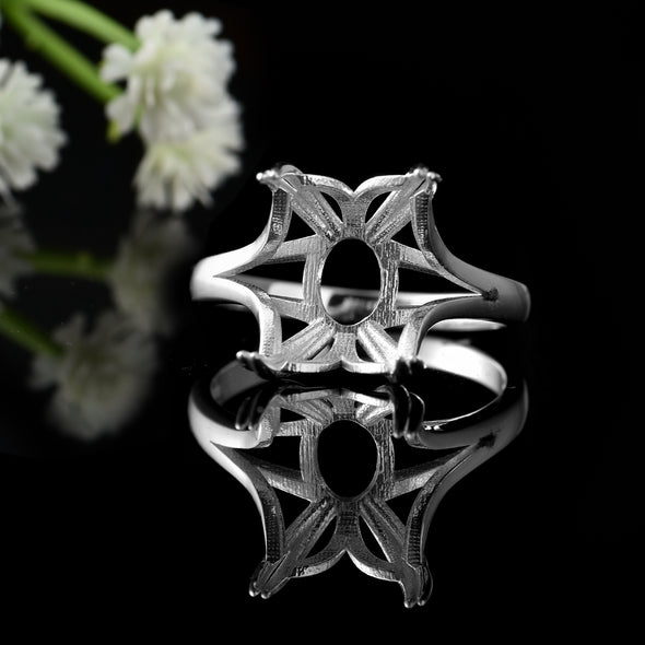 14x10MM Octagon Semi-Mount Ring - 925 Sterling Silver