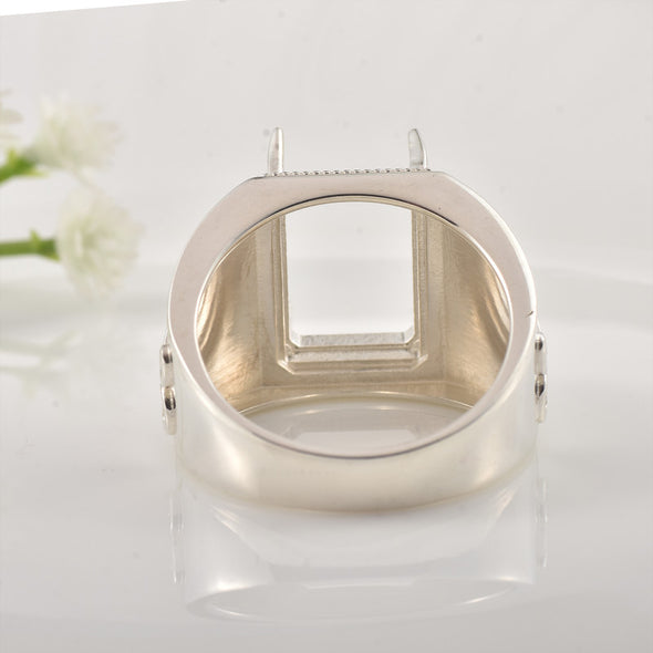 925 Sterling Silver Vintage Style 14x10MM Octagon Semi-Mount Ring