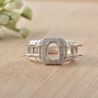 925 Sterling Silver 8x6MM Oval Semi-Mount Ring