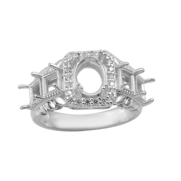 925 Sterling Silver 8x6MM Oval Semi-Mount Ring
