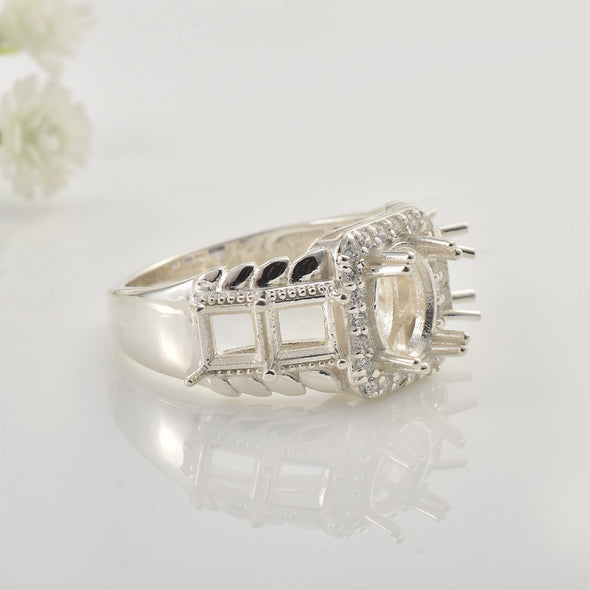 925 Sterling Silver 8x6MM Oval Semi-Mount Ring