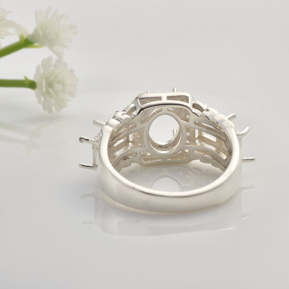925 Sterling Silver 8x6MM Oval Semi-Mount Ring