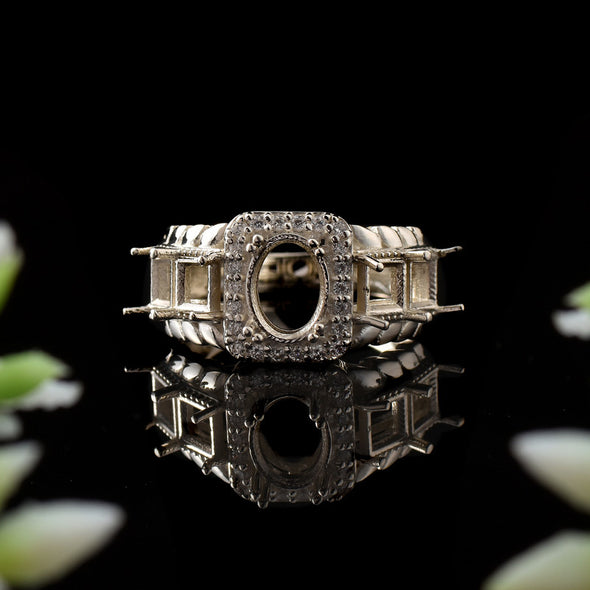 925 Sterling Silver 8x6MM Oval Semi-Mount Ring