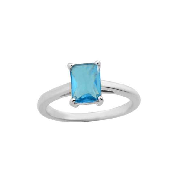 925 Sterling Silver 8x6mm Octagon Swiss Blue Topaz Solitaire Ring