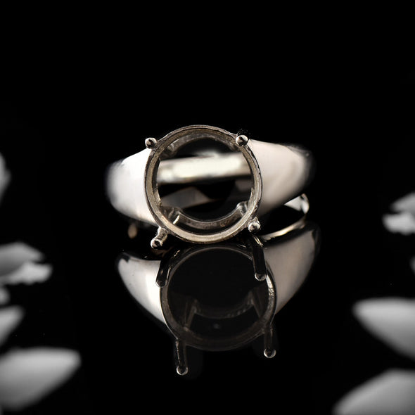 Classic Solitaire Setting 11x11mm Round Semi-Mount Ring 925 Sterling Silver