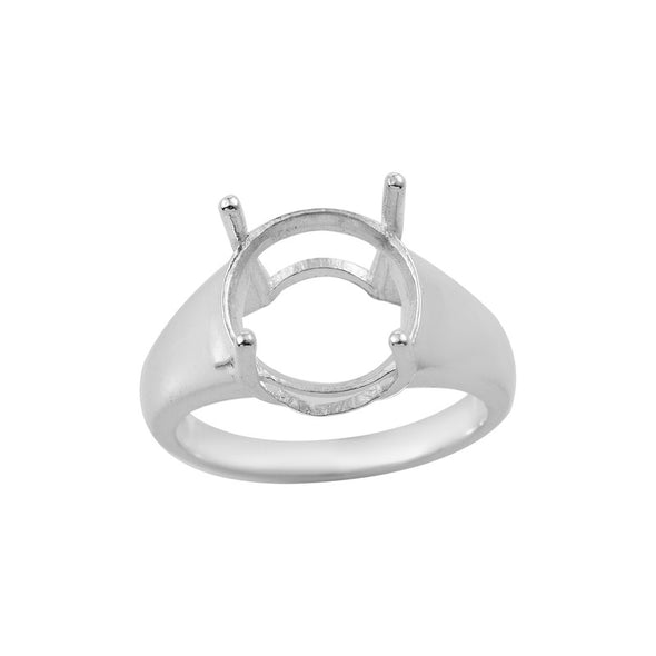 Classic Solitaire Setting 11x11mm Round Semi-Mount Ring 925 Sterling Silver