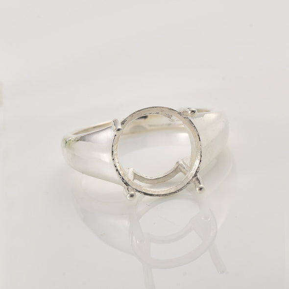Classic Solitaire Setting 11x11mm Round Semi-Mount Ring 925 Sterling Silver