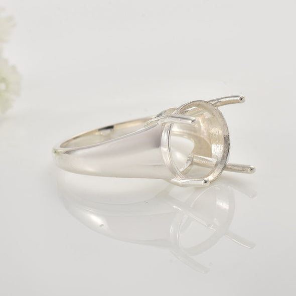 Classic Solitaire Setting 11x11mm Round Semi-Mount Ring 925 Sterling Silver