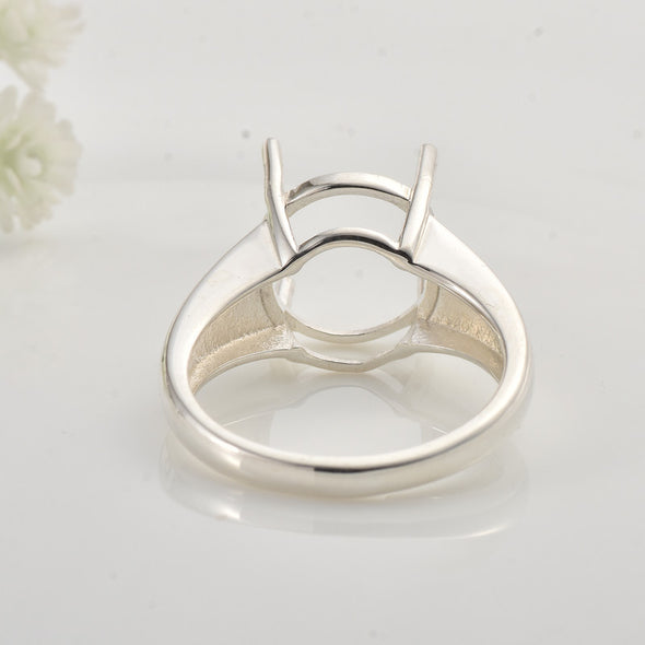Classic Solitaire Setting 11x11mm Round Semi-Mount Ring 925 Sterling Silver