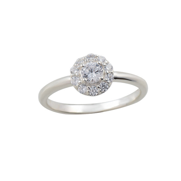 4x4mm Round White Topaz Halo Ring 925 Sterling Silver