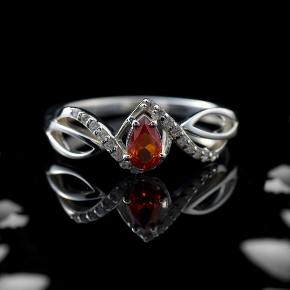 925 Sterling Silver Infinity 6x4mm Pear Citrine Ring