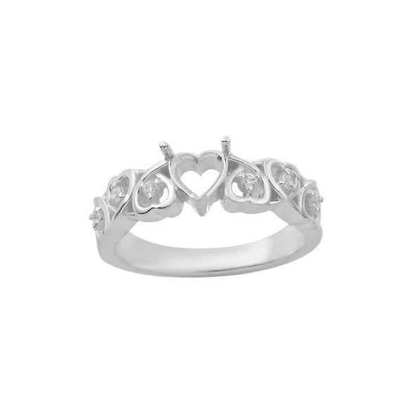 5.50x5.50mm Semi Mount Heart Design Ring 925 Sterling Silver