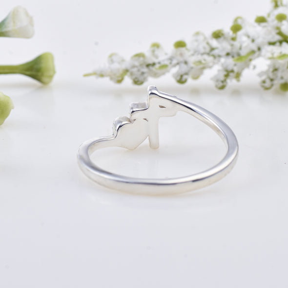 925 Sterling Silver Cross and Heart Faith Love Design Ring