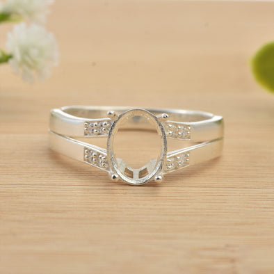 10x8mm Oval Semi-Mount Ring 925 Sterling Silver