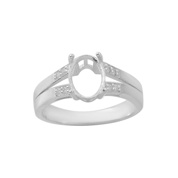 10x8mm Oval Semi-Mount Ring 925 Sterling Silver
