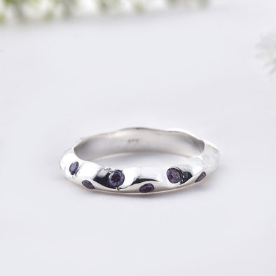 2x2mm Round Amethyst Eternity Band Ring 925 Sterling Silver