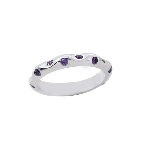 2x2mm Round Amethyst Eternity Band Ring 925 Sterling Silver