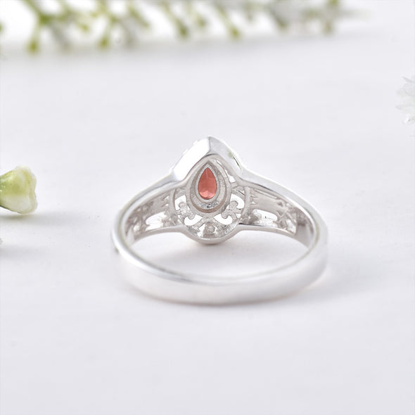 5x3mm Pear Smoky Quartz  Filigree Design Ring 925 Sterling Silver