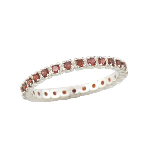 2x2mm Round Garnet Eternity Band Ring 925 Sterling Silver