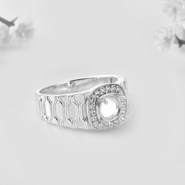 7x7mm Round Semi Mount Cocktail Ring 925 Sterling Silver