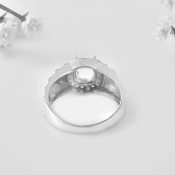 7x7mm Round Semi Mount Cocktail Ring 925 Sterling Silver