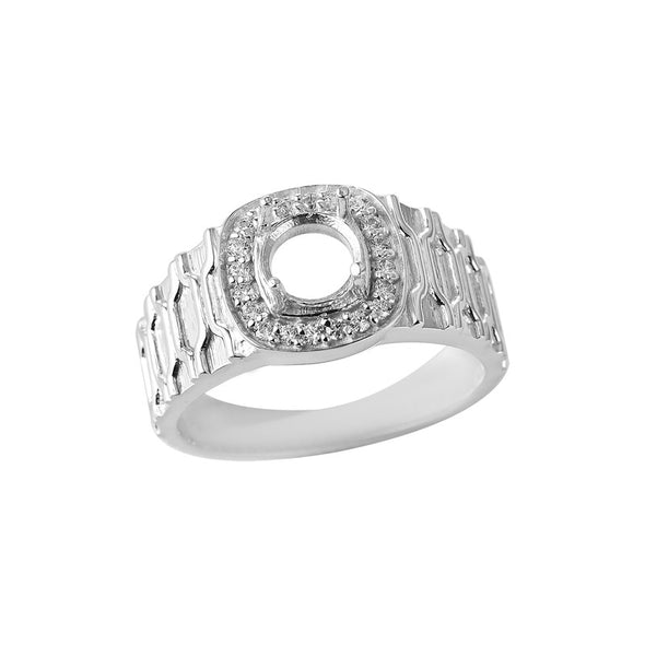 7x7mm Round Semi Mount Cocktail Ring 925 Sterling Silver